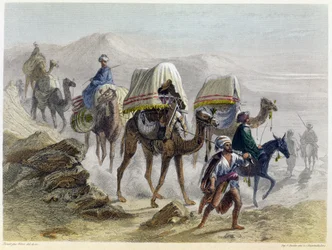La caravana de camellos, de «Constantinopla y el mar Negro», grabada por los hermanos Rouergue, 1855